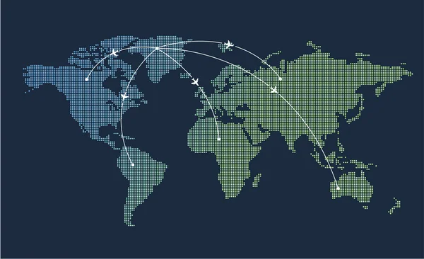 Mapa Mundial Punteado Ilustración Vectorial — Vector de stock