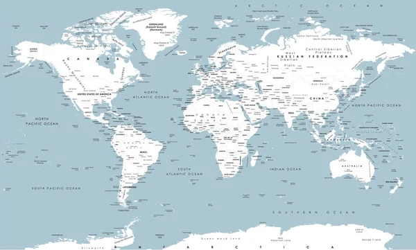 Mapa Del Mundo Países Ilustración Vectorial — Vector de stock