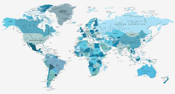 Mapa Del Mundo Países Ilustración Vectorial — Vector de stock