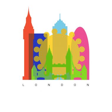 Arka plan Londra binalar ve anıtlar. Turizm, tatil, seyahat, kültür. Vektör çizim.