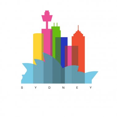 Sydney. Vektör şehir silueti ile pencere eşiği. Vektör çizim
