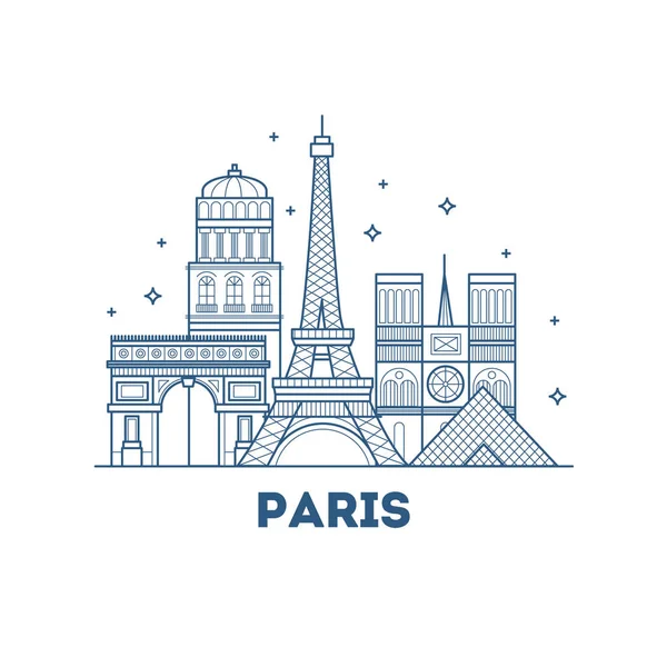 Background Paris Buildings Monuments Tourism Vacations Travel Culture Vector Illustration — Stock Vector