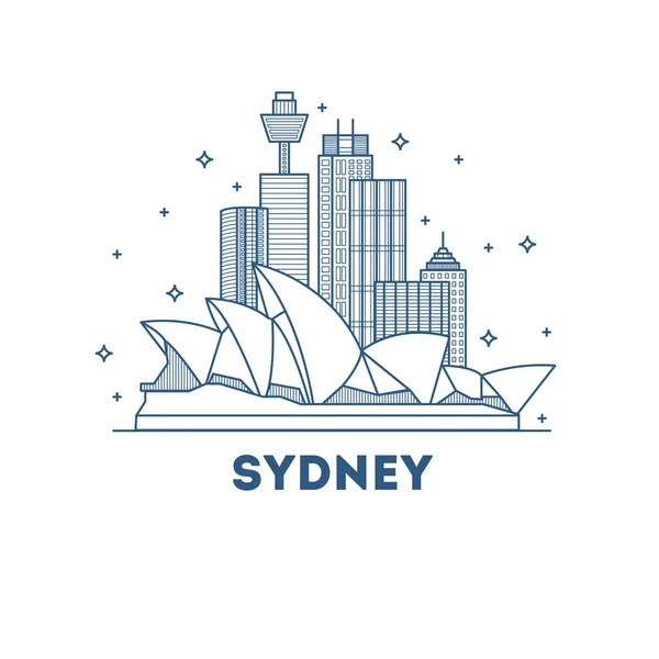 Sydney Vector Stadens Siluett Med Windows Vektorillustration — Stock vektor