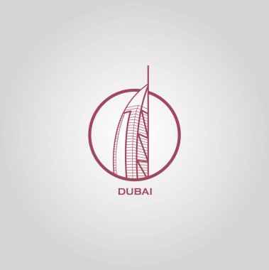 Dubai şehrinin doğrusal afiş.