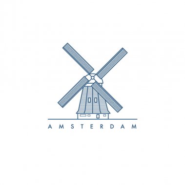 Amsterdam. Hollanda. Vektör çizim.