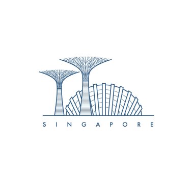 Singapur. Mimarisi. Vektör çizim.