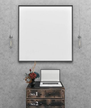 3D çerçeve mock-up. İç çerçeve mockup.