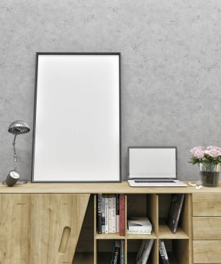 3D çerçeve mock-up. İç çerçeve mockup.