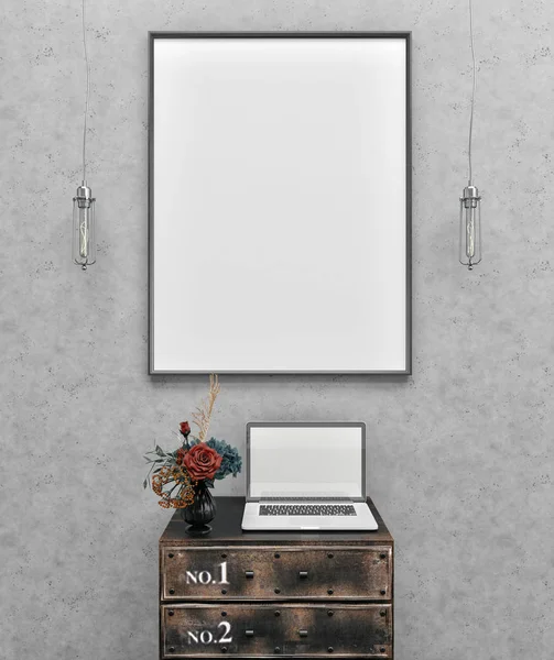 3D çerçeve mock-up. İç çerçeve mockup.