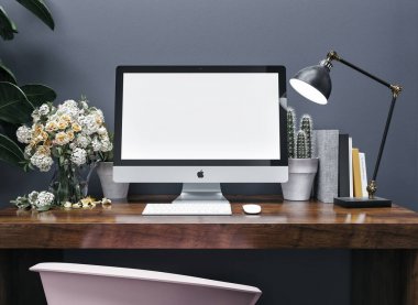 çalışma alanı mockup 3D render. Çalışma alanı kadar sahte.