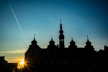 Aalst 'ın Grote Markt Meydanı, akşam, Belçika