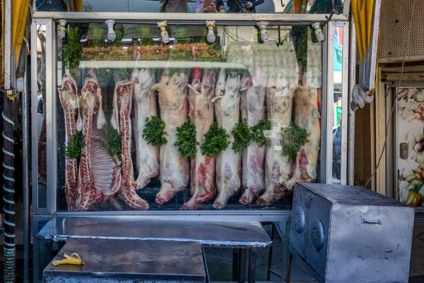 Satılık kuzu eti, market, Akabe, Ürdün — Stok fotoğraf