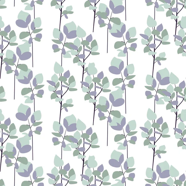 Branches d'eucalyptus motif vectoriel sans couture . — Image vectorielle