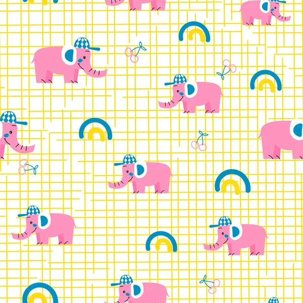 Modèle vectoriel sans couture avec éléphants roses . — Image vectorielle
