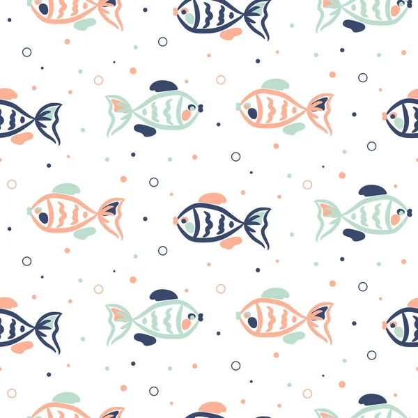 Modèle sans couture avec fond de mode poissons . — Image vectorielle