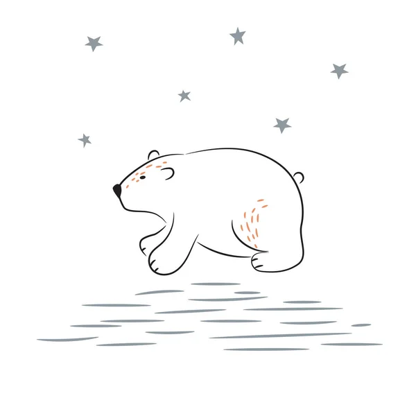 Ескіз милого білого ведмедя Векторні ілюстрації . — стоковий вектор