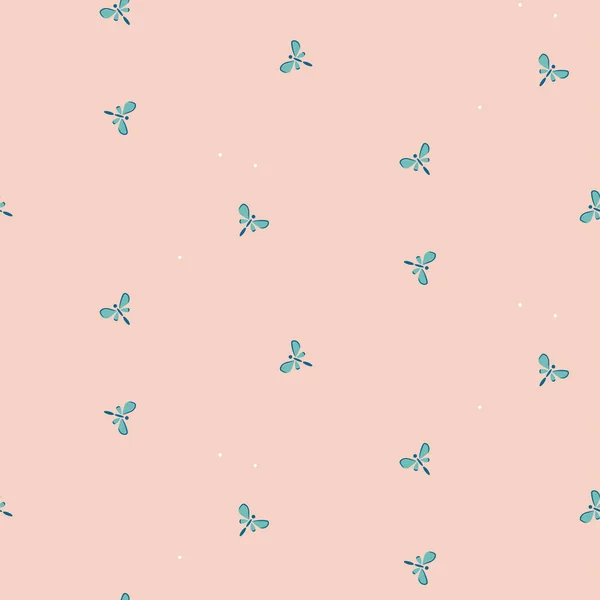 Cute small moth bugs on a pink background. Simple seamless pattern. — Stockvektor