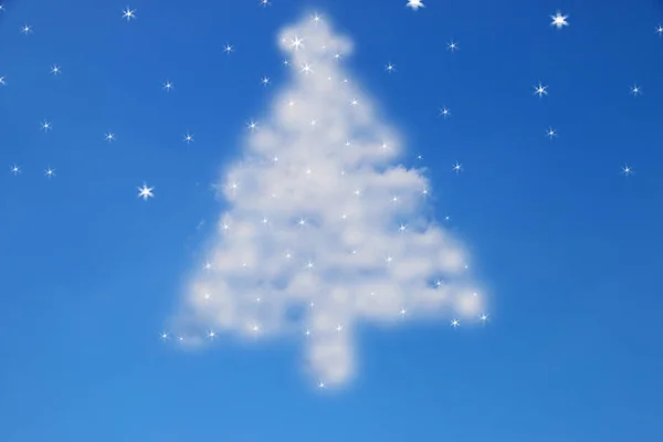 Stock Photo: cloud is create a Christmas tree for Christmas's da — Stock Photo, Image