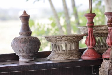 Bambu sepet ahşap tablo