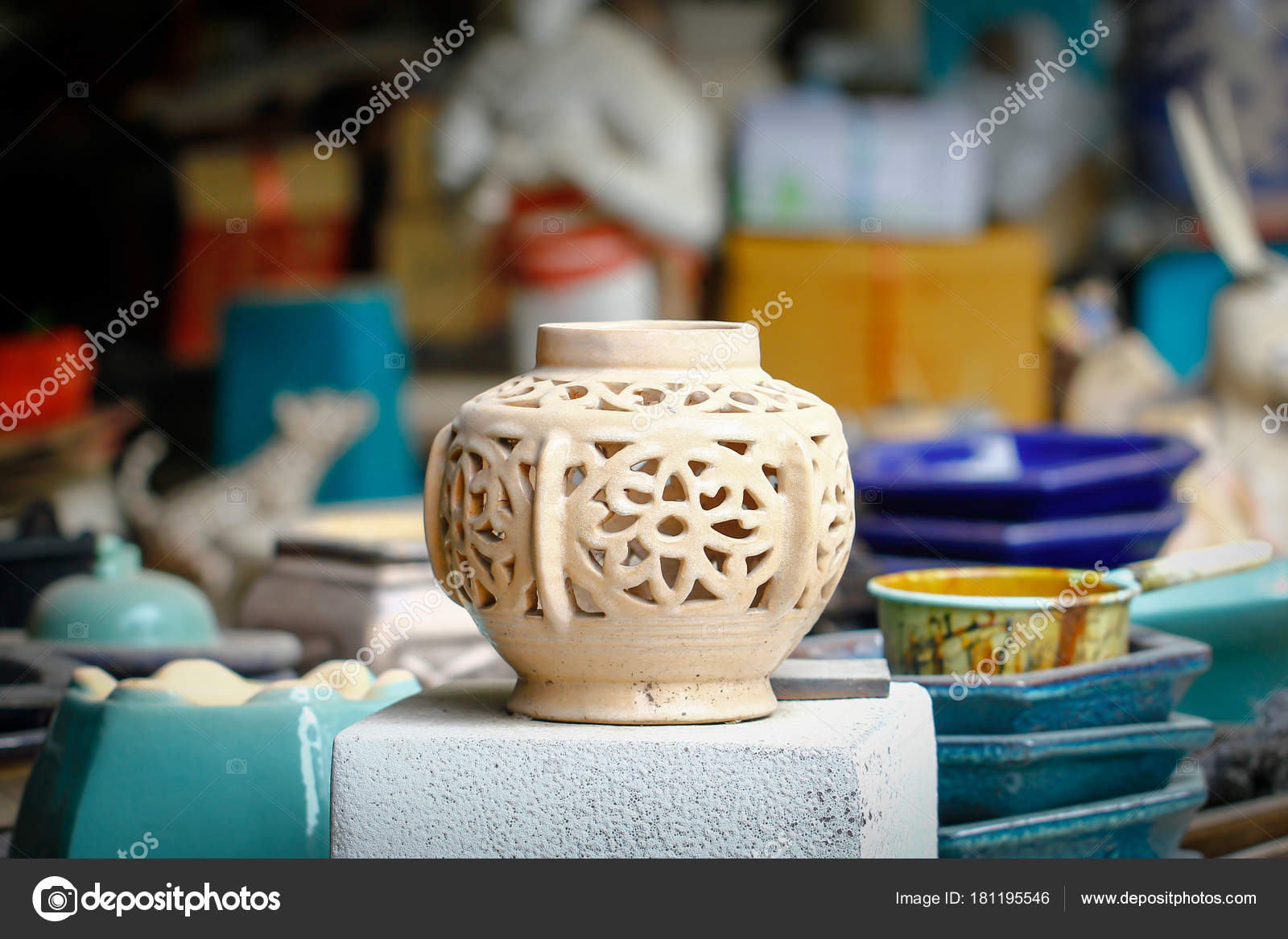 Vintage Unique Handmade Ceramic Vases Clay Pots Stacked In A Y
