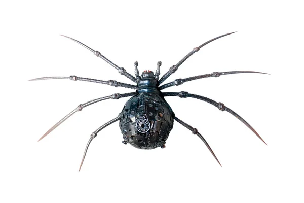 Acero negro de araña robot sobre fondo blanco —  Fotos de Stock