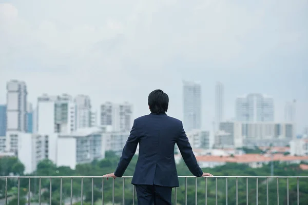 Empresário olhando para a cidade — Fotografia de Stock