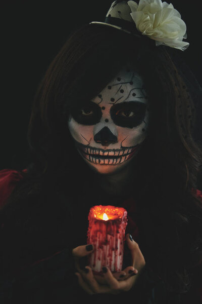 Scary girl in Halloween costume