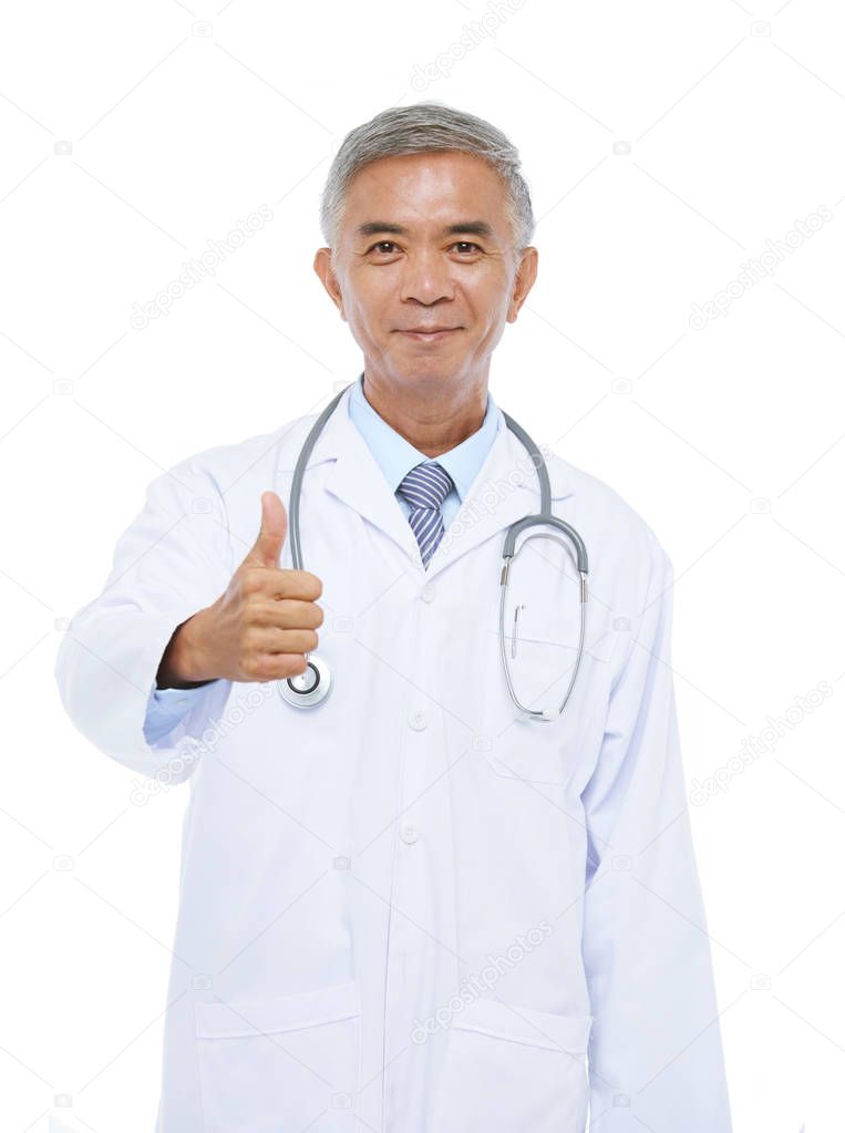 Asian doctor showing thumbs-up