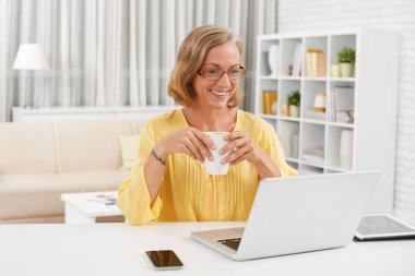 Kadın laptop haber okuma 