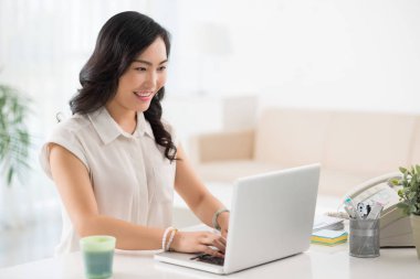 dizüstü bilgisayarda çalışan iş kadını