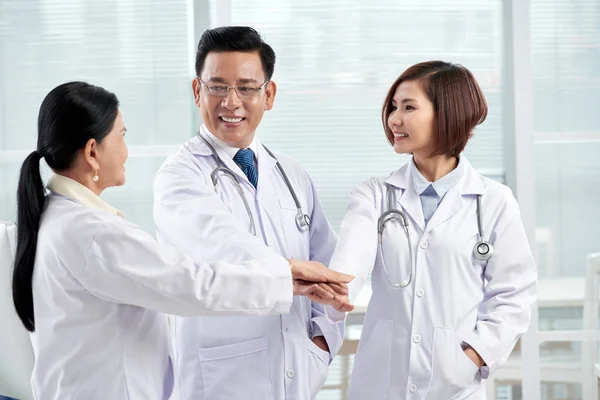 Asian Doctors Team Stacking Hands — Stock Photo, Image