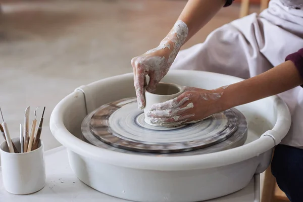 Hands Clay Potter Working New Product — Stock Photo, Image