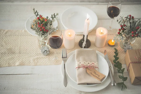 Christmas Dinner Candlelight View — Stock Photo, Image