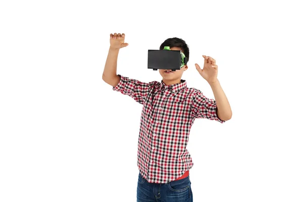 Estudio Tiro Niño Realidad Virtual Juego Auriculares —  Fotos de Stock
