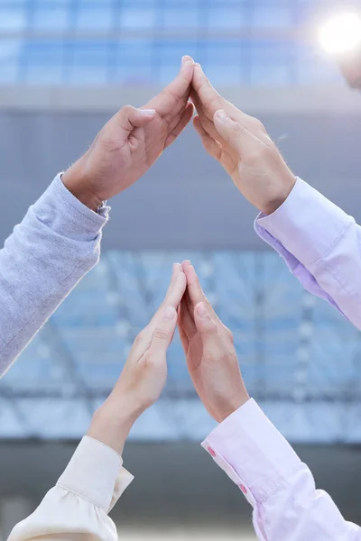 Business People Making Roof Gesture Hands Symbol Safety Hospitality — Stock Photo, Image