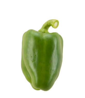 Yakın çekim yansıma yeşil biber beyaz izole