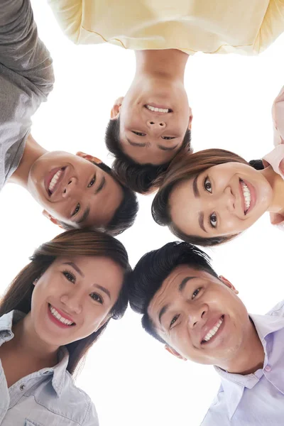 Faces Five Happy Young Asian People Looking Camera — Stock Photo, Image