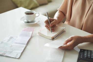 Son bir aydır tüm masraflarını yazma ev kadını yakın çekim görüntüsü