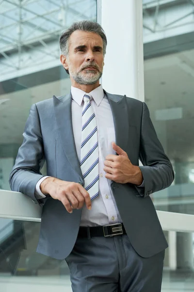 Portrait Élégant Homme Affaires Sénior Dans Immeuble Bureaux — Photo