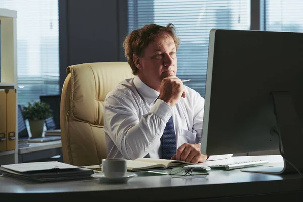 Retrato Empresário Concentrado Trabalho Seu Escritório — Fotografia de Stock