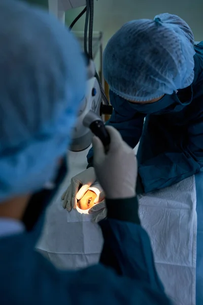 Patient Having Operation His Eye Selective Focus — Stock Photo, Image