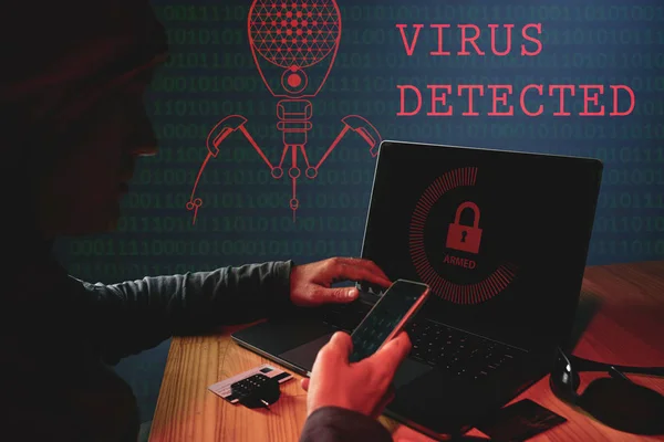 Bilgisayar Virüsü Yaymak Verileri Online Kesmek Tanınmaz Internet Suçlu — Stok fotoğraf