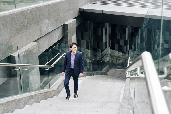 Handsome Young Asian Businessman Walking Metro Station Underground Crossing — Stock Photo, Image