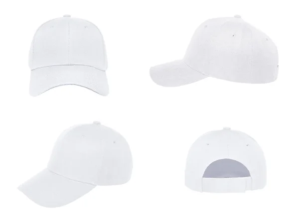 Blank Baseball Cap View Color White White Background — Stock Photo, Image
