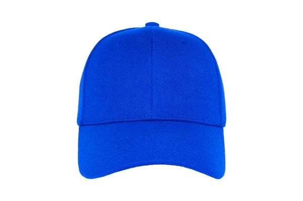 Baseball Cap Color Blue Close Front View White Background — Stock Photo, Image