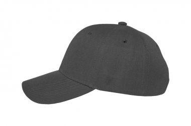 Beyaz arka plan üzerinde yan görünüm beyzbol kap renk darkgrey yakın çekim
