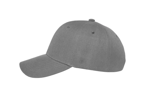 Baseball Cap Color Grey Close Side View White Background — Stock Photo, Image