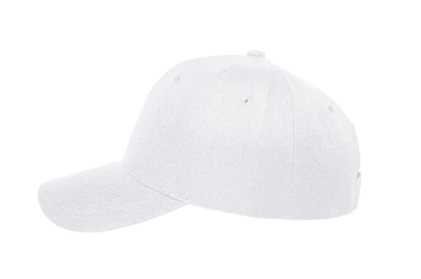 白色背景上的棒球帽颜色白色特写 — 图库照片
