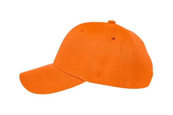 Baseball Cap Color Orange Close Side View White Background — Stock Photo, Image