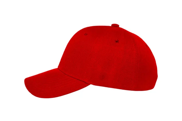 Baseball Cap Color Red Close Side View White Background — Stock Photo, Image